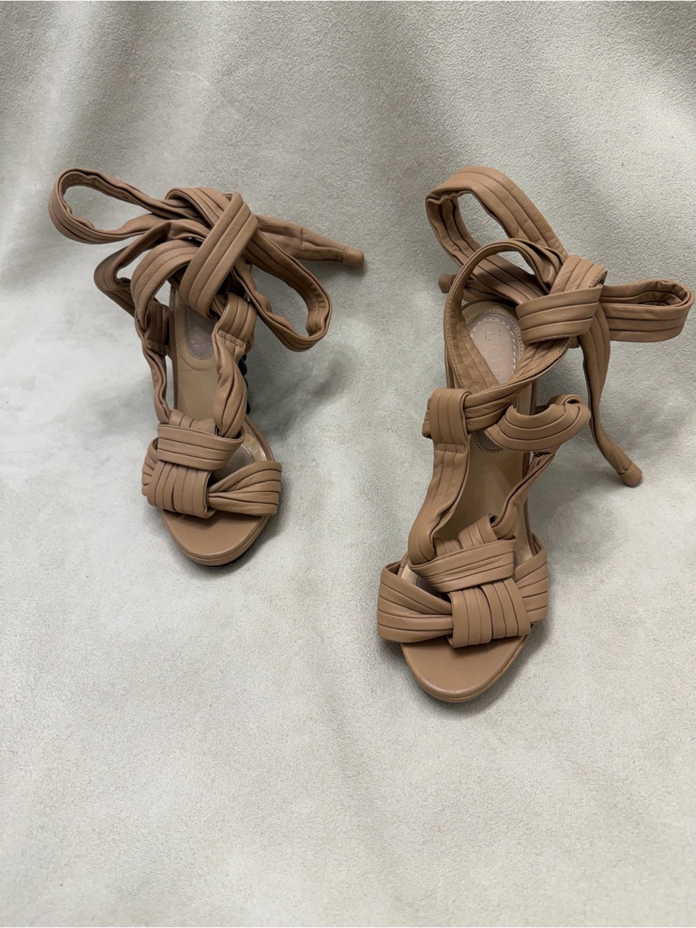 Loewe Tan Knotted Strap Lace-Up Sandals